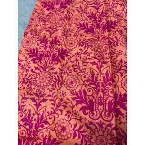 Orange & Pink Cotton Fat Quarter Fabric 18x22" with Floral Damask Pattern for Se
